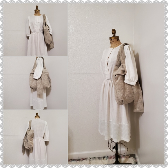 Natural Cream Woven Market Large Tote Weekender Shoulder Beach Bag - Picture 3 of 5